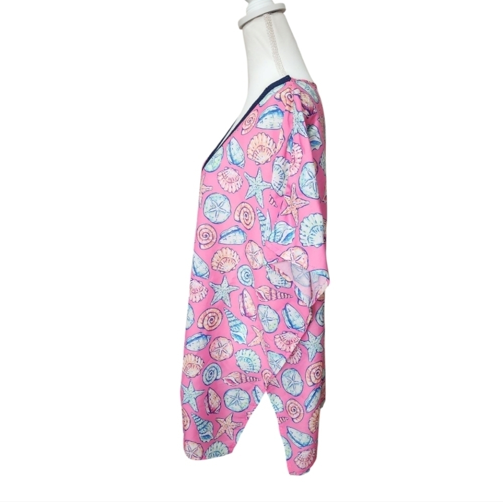 Simply Southern Pink Shell Pattern Beach Swim Coverup Poncho, Size Small Medium - Picture 7 of 12